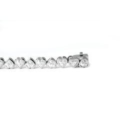 S925 4*4mm Heart Shape Brilliant Cut Moissanite Bezel Tennis Bracelet (6") - MMR