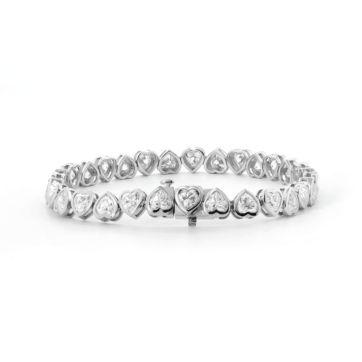 S925 4*4mm Heart Shape Brilliant Cut Moissanite Bezel Tennis Bracelet (6") - MMR