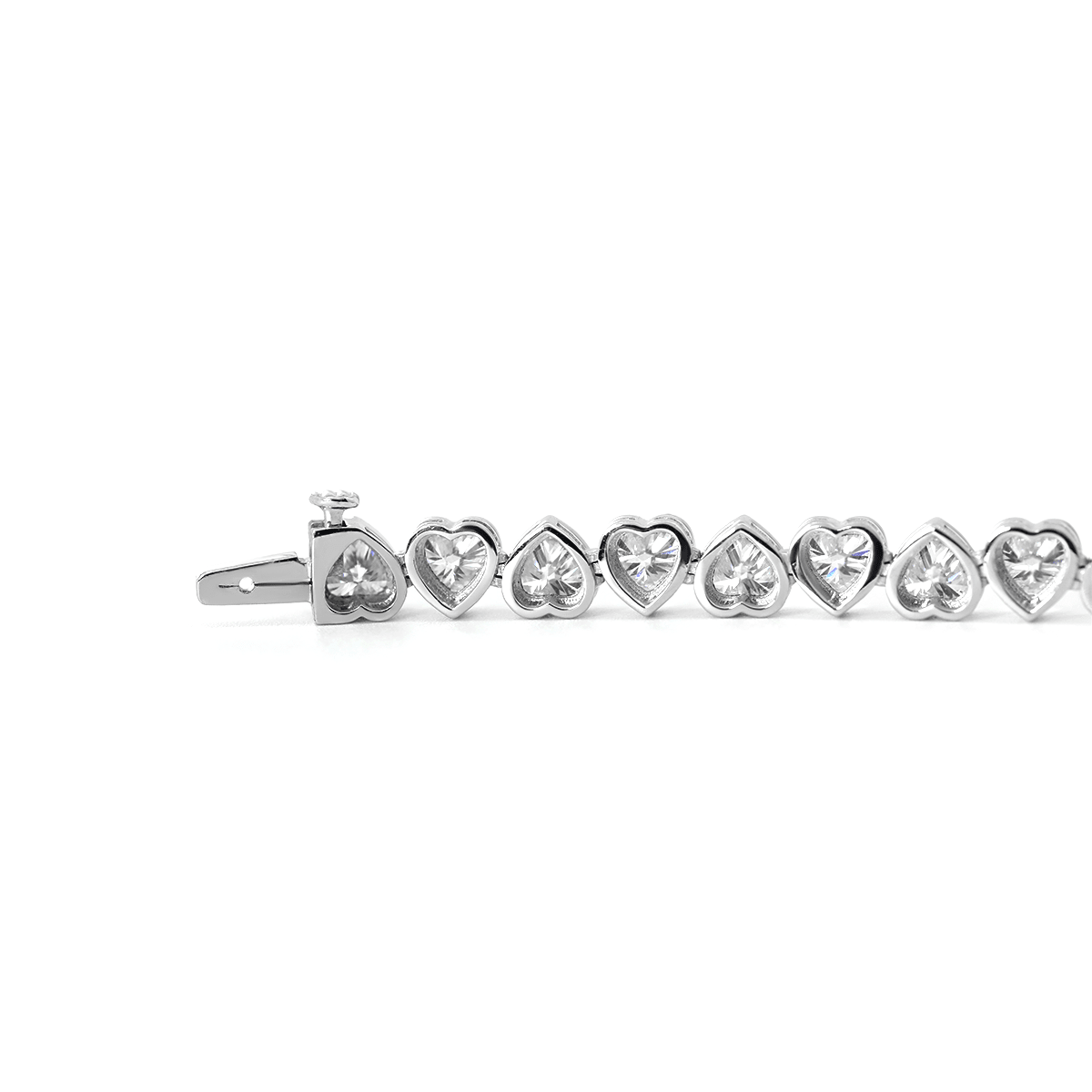 S925 4*4mm Heart Shape Brilliant Cut Moissanite Bezel Tennis Bracelet (6") - MMR