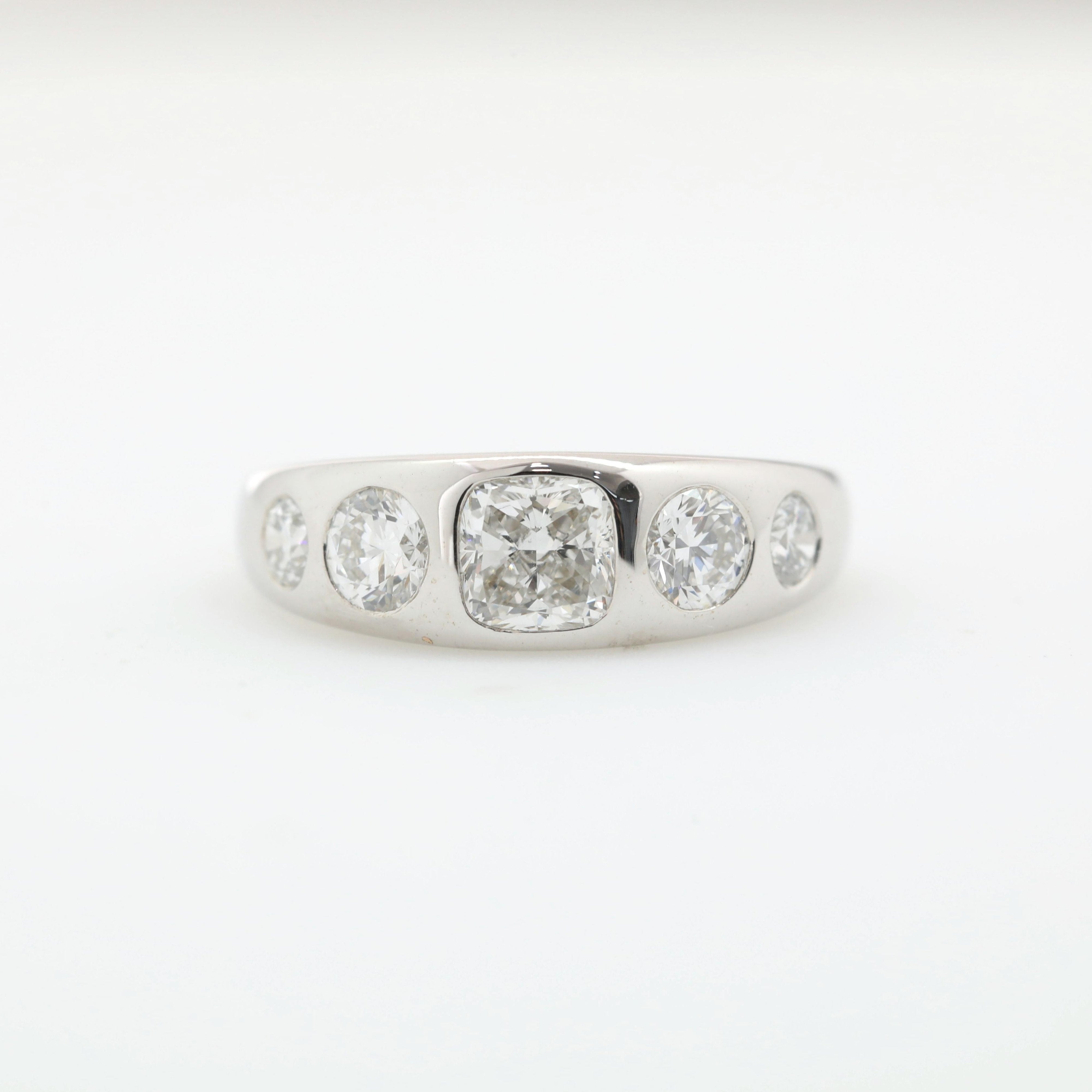 S925 Cushion and Round Lab Diamond 5 stone Ring - MMR