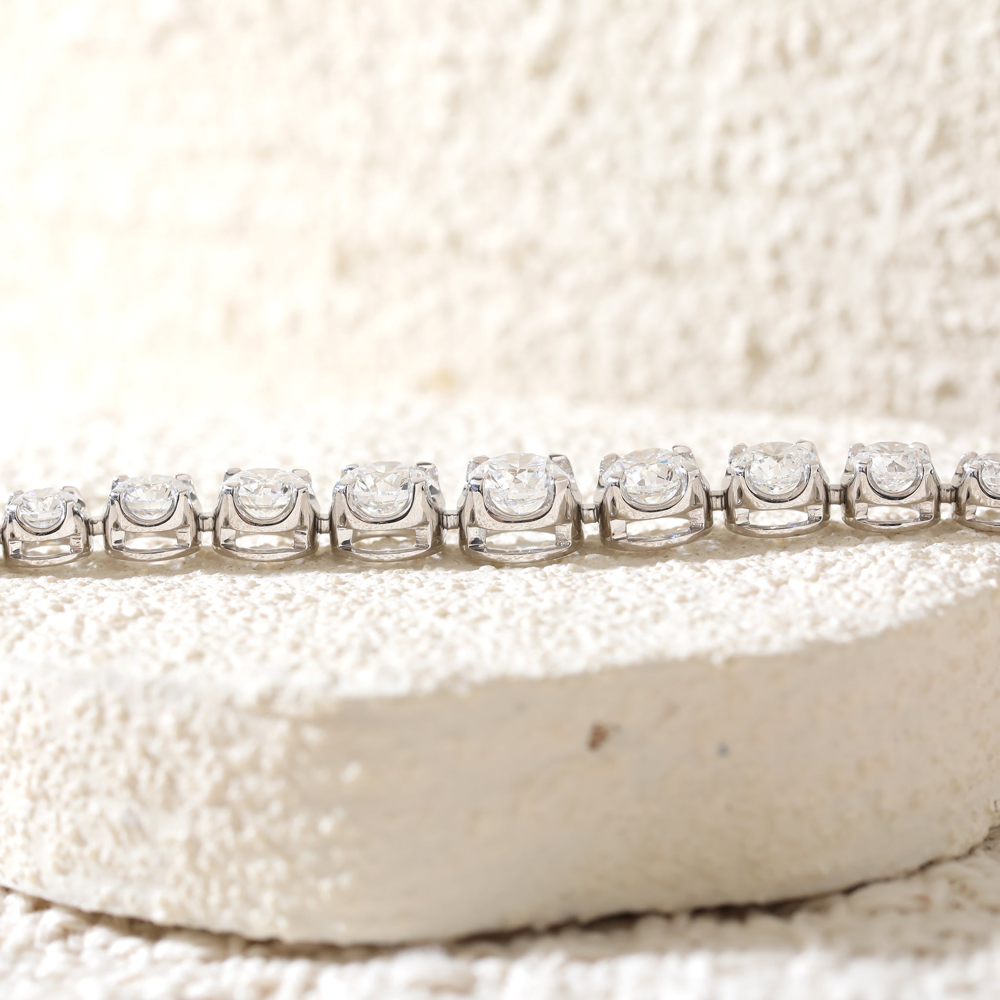 S925 Graduated Lab Diamond Crown - Set Tennis Necklace with Side - clasp (15.5") - MMR