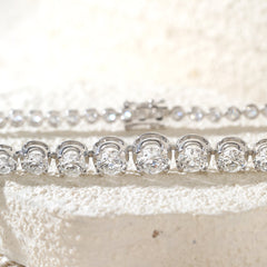 S925 Graduated Lab Diamond Crown - Set Tennis Necklace with Side - clasp (15.5") - MMR