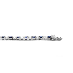 Special Offer 14K White Gold 3.2mm Brilliant Cut Lab Diamond &Lab Sapphire Tennis Bracelet (6.75") - MMR