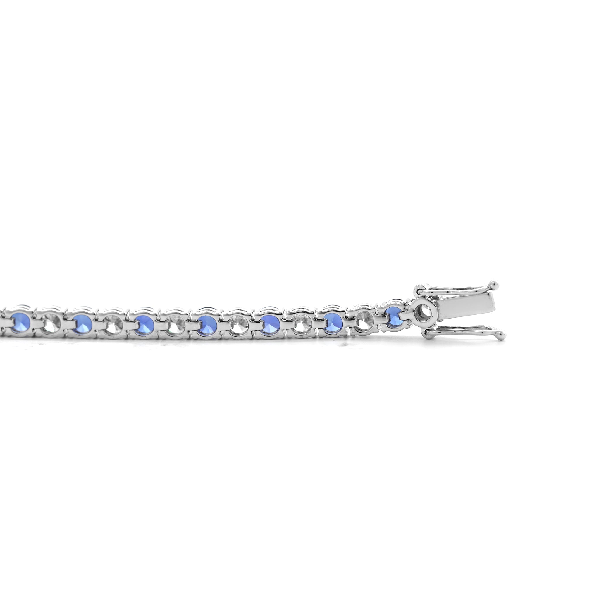 Special Offer 14K White Gold 3.2mm Brilliant Cut Lab Diamond &Lab Sapphire Tennis Bracelet (6.75") - MMR