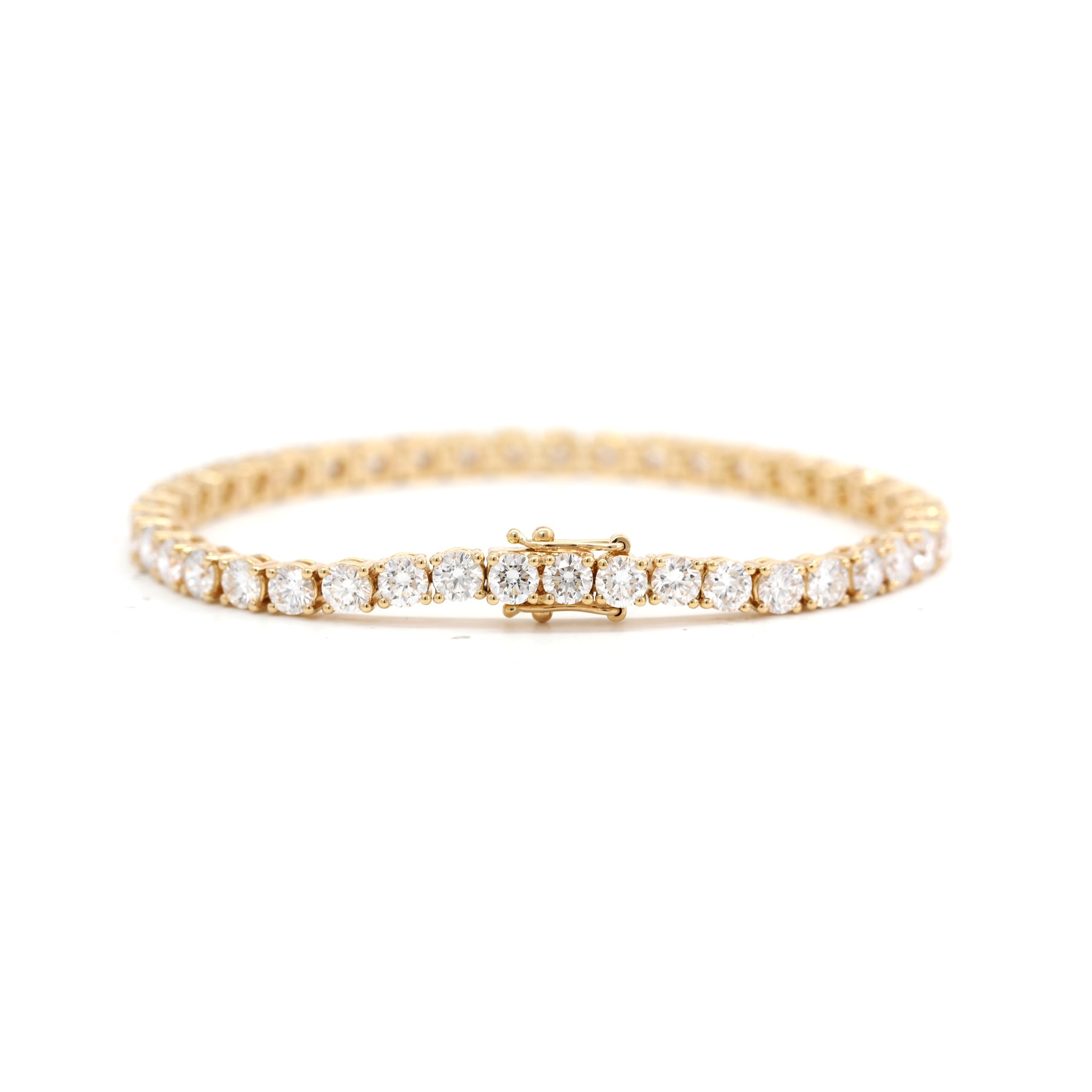 Special Offer 18K Yellow Gold 3.5mm Brilliant Cut Lab Diamond Tennis Bracelet (6") - MMR