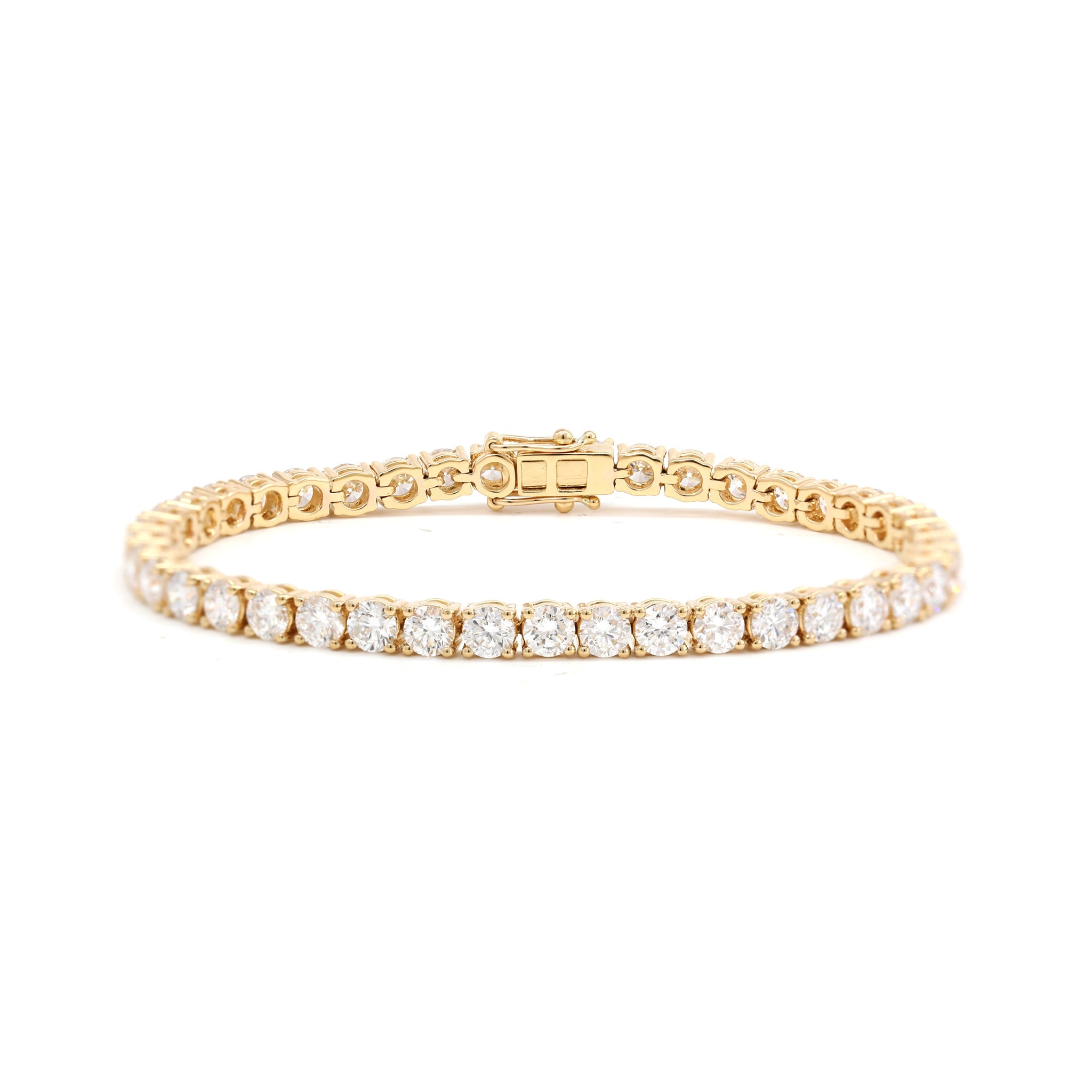 Special Offer 18K Yellow Gold 3.5mm Brilliant Cut Lab Diamond Tennis Bracelet (6") - MMR