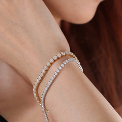 Special Offer 18K Yellow Gold 3.5mm Brilliant Cut Lab Diamond Tennis Bracelet (6") - MMR