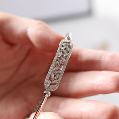 Tapered Baguette & Round Cut Lab Diamond Open Bangle Bracelet - MMR